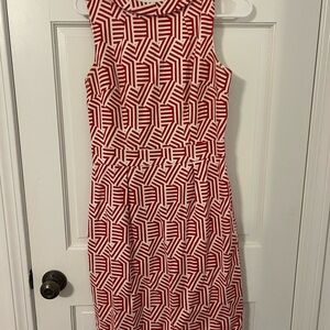 Boden Red and White Graphic Midi Dress